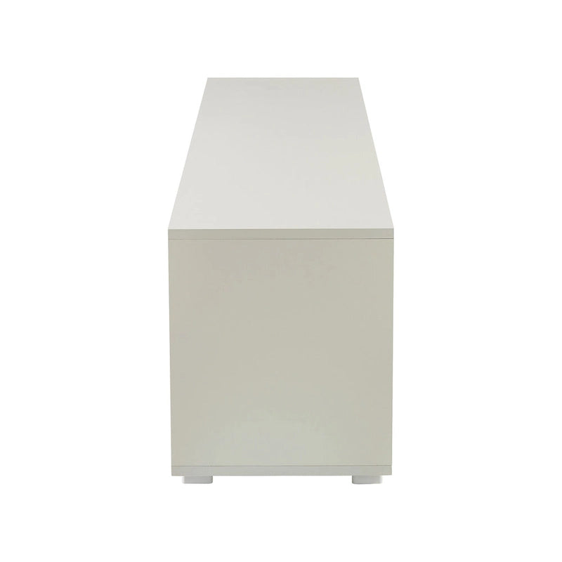 Mueble de TV gris de 62.99 pulgadas con luces LED, gabinetes y estantes abiertos para televisores de hasta 65 pulgadas