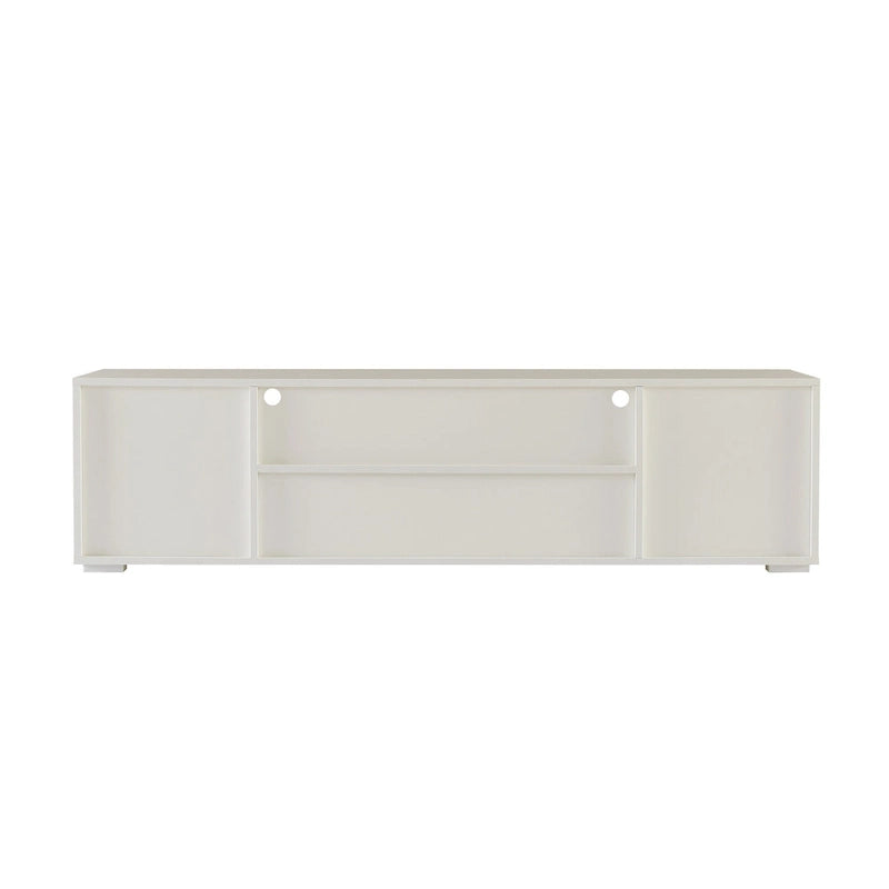 Mueble de TV gris de 62.99 pulgadas con luces LED, gabinetes y estantes abiertos para televisores de hasta 65 pulgadas