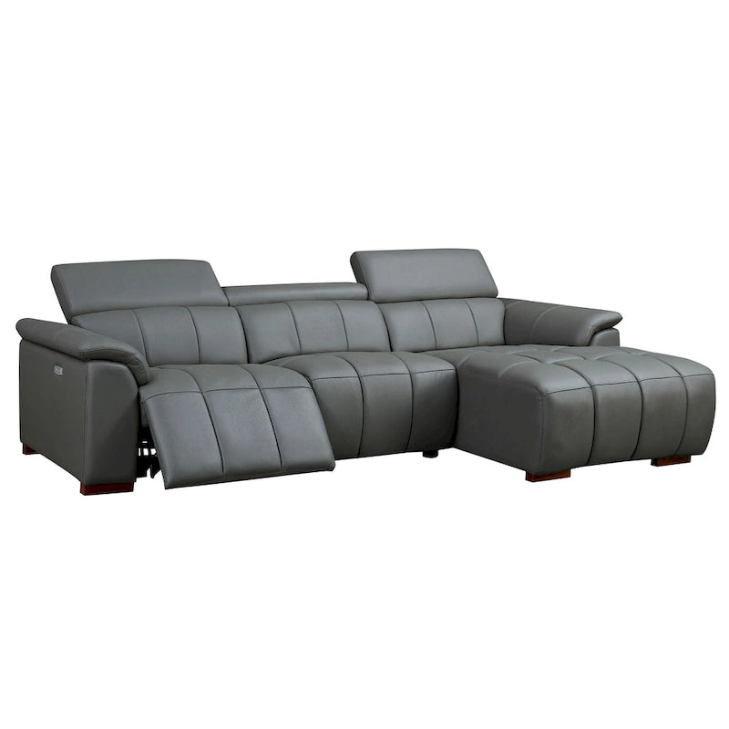 Sofá reclinable que se pega a la pared con control eléctrico moderno, sofá en forma de L de cuero genuino, muebles de asiento con puerto USB