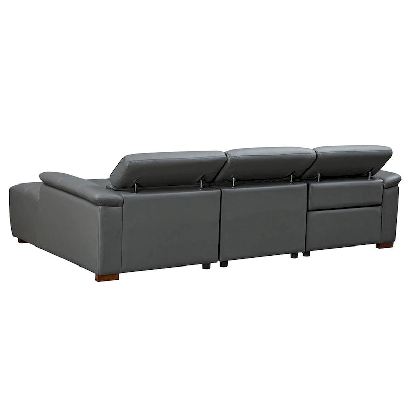 Sofá reclinable que se pega a la pared con control eléctrico moderno, sofá en forma de L de cuero genuino, muebles de asiento con puerto USB