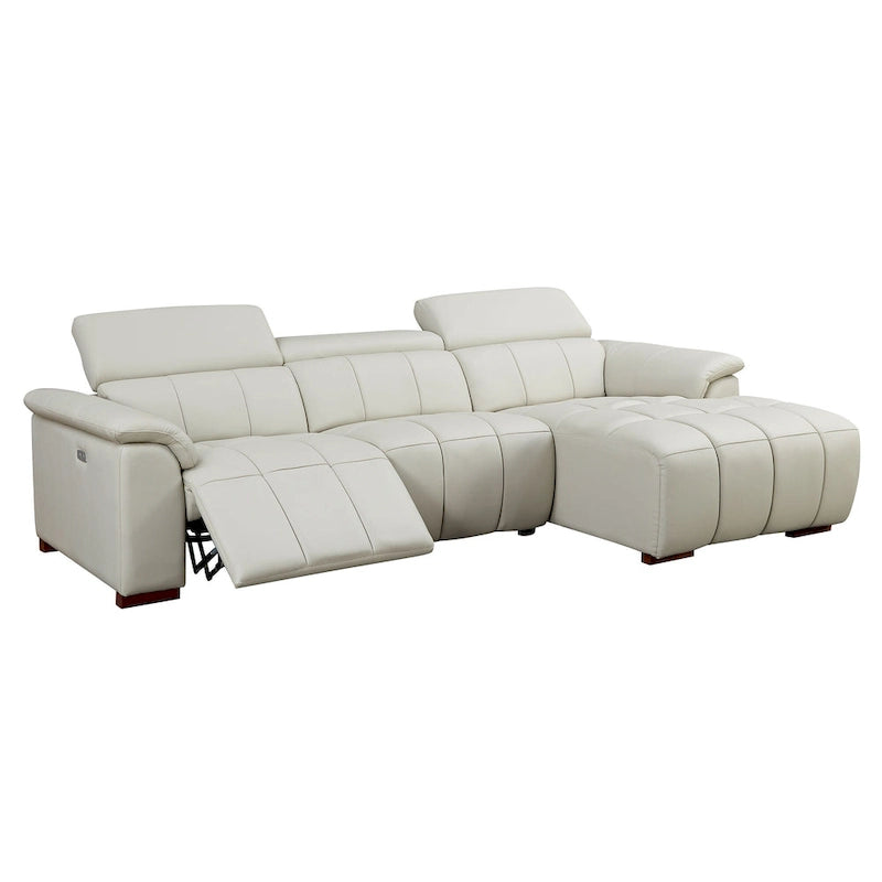 Sofá reclinable que se pega a la pared con control eléctrico moderno, sofá en forma de L de cuero genuino, muebles de asiento con puerto USB