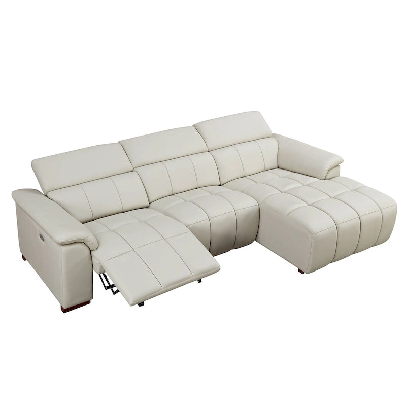 Sofá reclinable que se pega a la pared con control eléctrico moderno, sofá en forma de L de cuero genuino, muebles de asiento con puerto USB