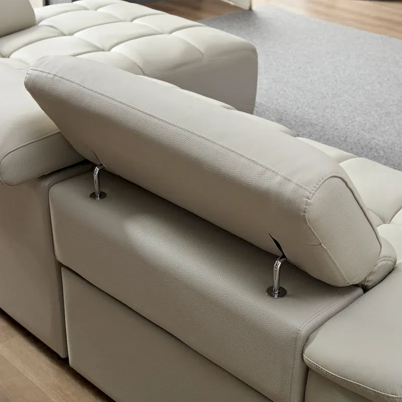 Sofá reclinable que se pega a la pared con control eléctrico moderno, sofá en forma de L de cuero genuino, muebles de asiento con puerto USB