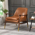 Sillón de piel sintética marrón de 29.2 pulgadas con patas cónicas