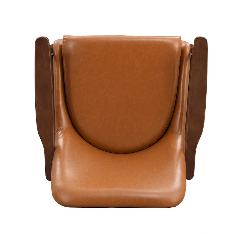 Sillón de piel sintética marrón de 29.2 pulgadas con patas cónicas