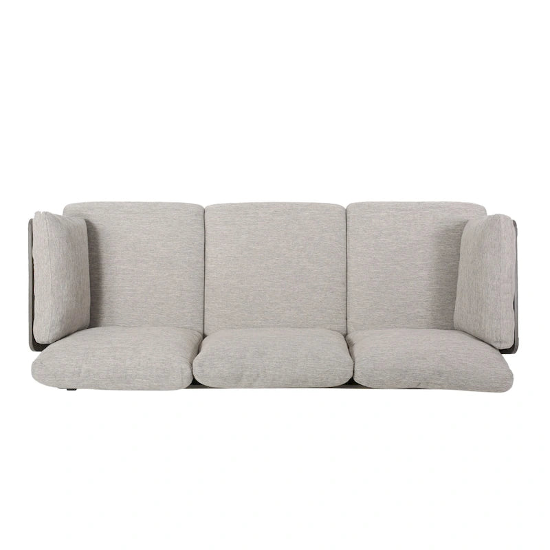 Sofá moderno de 3 plazas de 80.25 pulgadas con brazos acampanados, cojines y patas de madera
