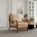 Sillón Moderno de Tela de Borreguillo, Sofá Individual con Marco de Madera para Sala de Estar