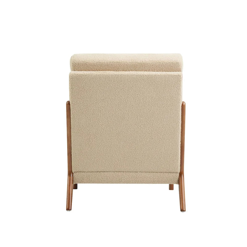 Sillón Moderno de Tela de Borreguillo, Sofá Individual con Marco de Madera para Sala de Estar