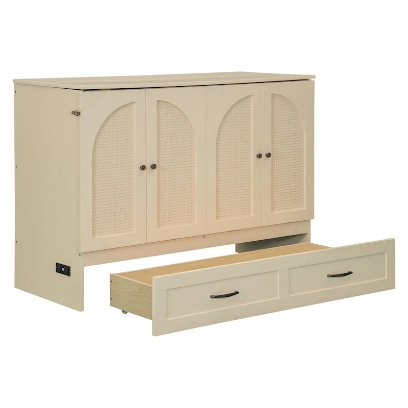 Cama Murphy de tamaño completo con cajones de almacenamiento y carga USB