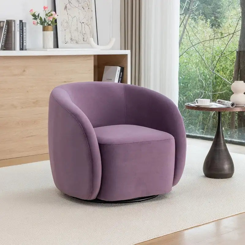 Sillón decorativo moderno Glam de terciopelo tapizado con giro de 360 grados