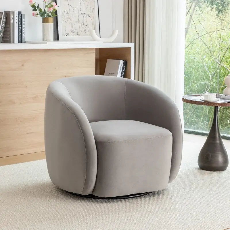 Sillón decorativo moderno Glam de terciopelo tapizado con giro de 360 grados