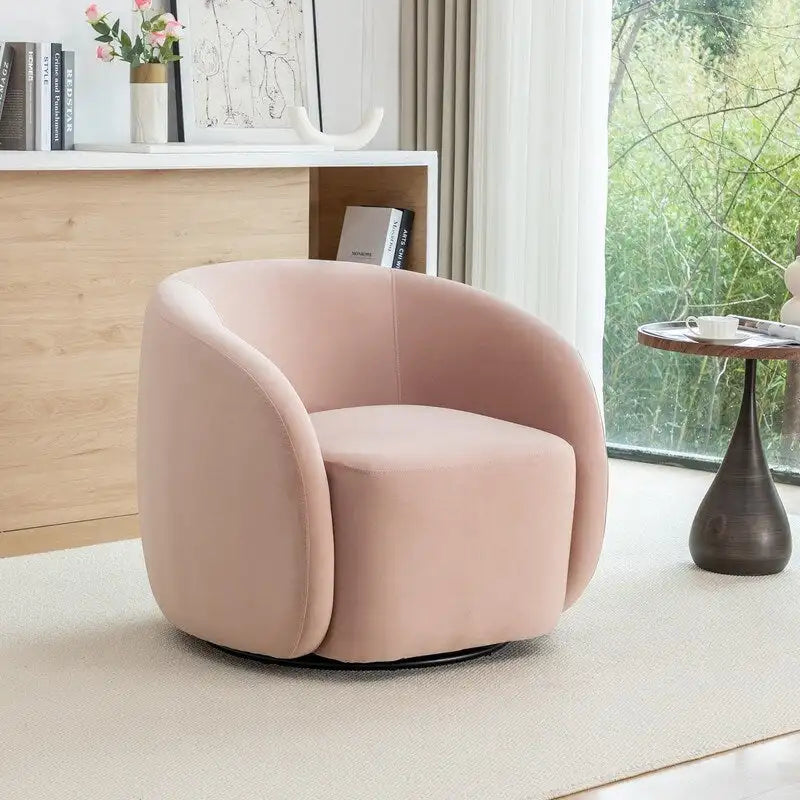 Sillón decorativo moderno Glam de terciopelo tapizado con giro de 360 grados