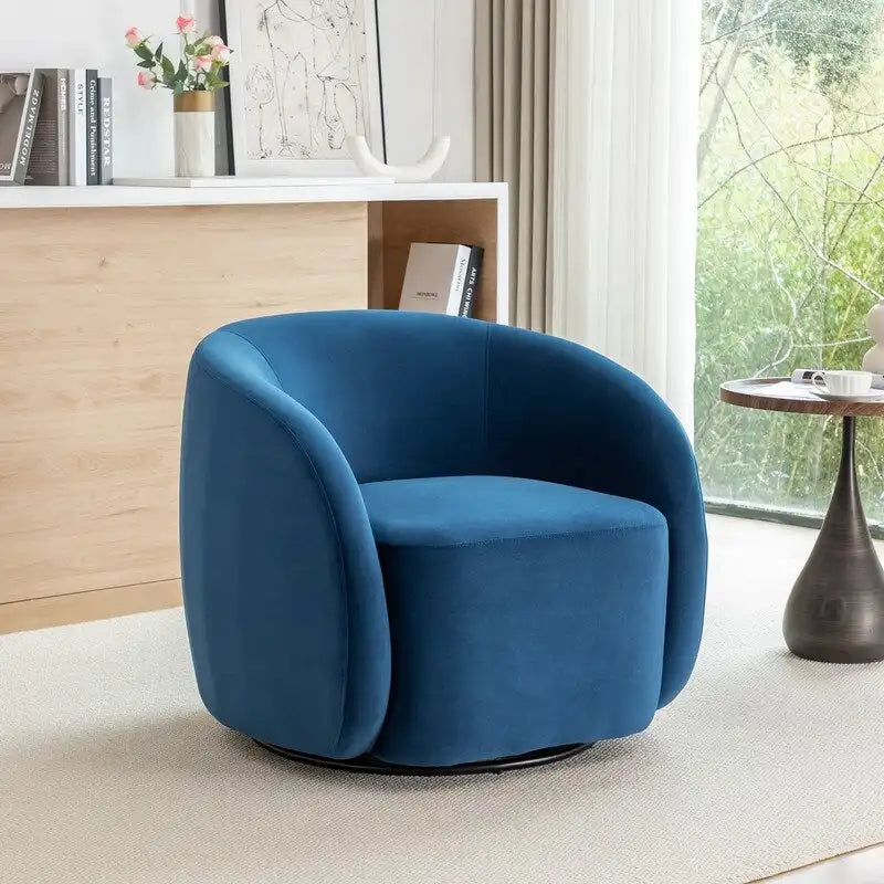 Sillón decorativo moderno Glam de terciopelo tapizado con giro de 360 grados