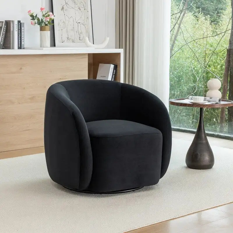 Sillón decorativo moderno Glam de terciopelo tapizado con giro de 360 grados