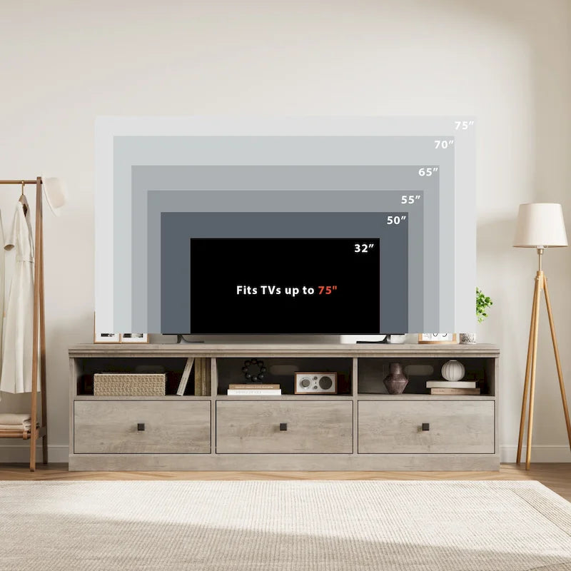 Mueble de TV para televisores de 75 pulgadas, centro de entretenimiento con cajón de almacenamiento - 65 pulgadas