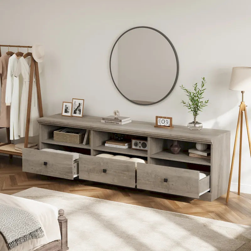 Mueble de TV para televisores de 75 pulgadas, centro de entretenimiento con cajón de almacenamiento - 65 pulgadas