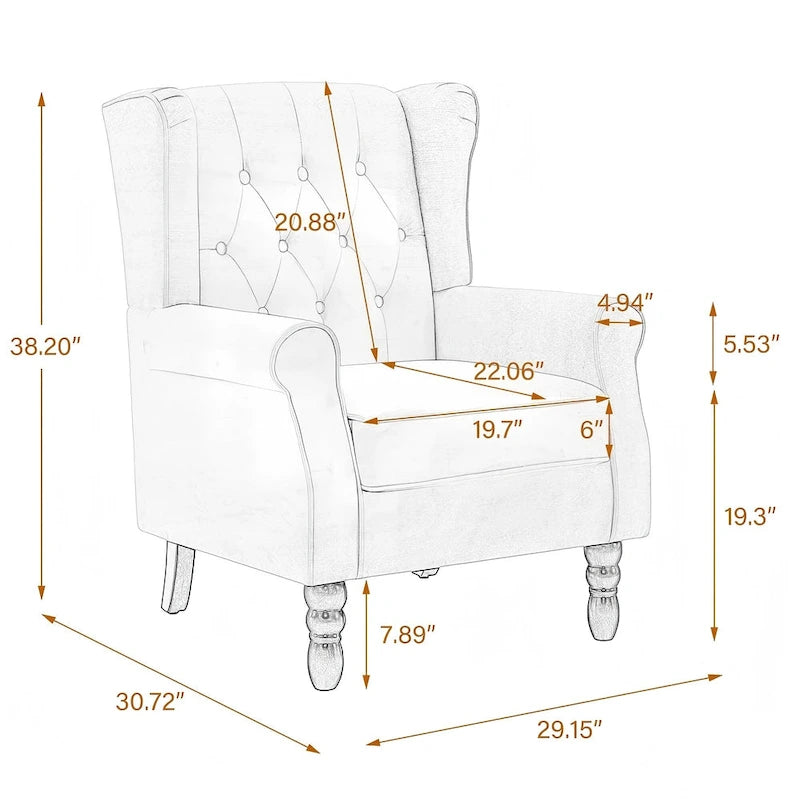 Juego de 2 sillones decorativos tapizados con botones, de cuero vegano.
