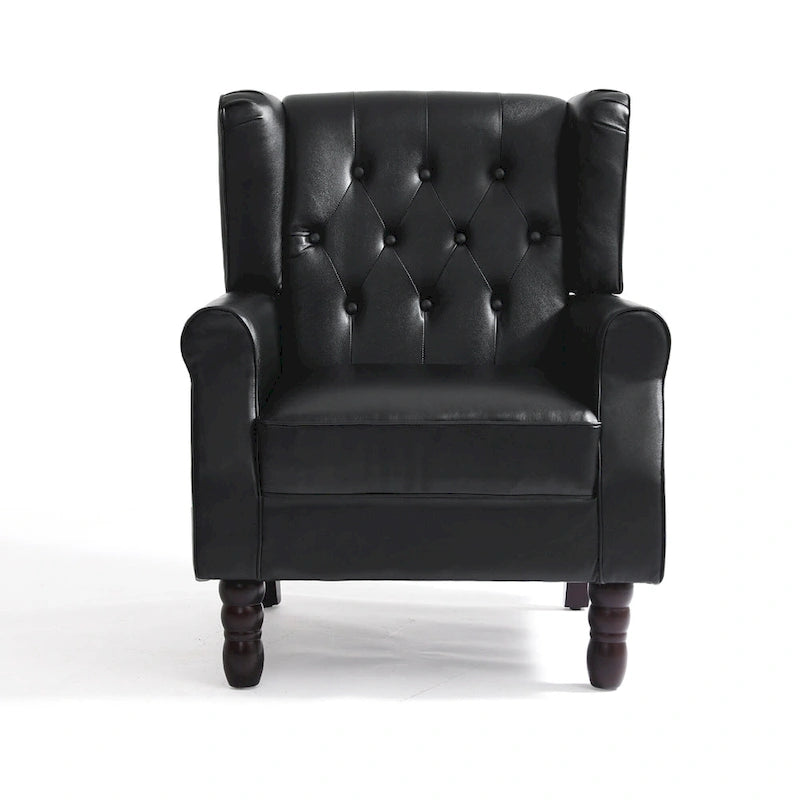 Juego de 2 sillones decorativos tapizados con botones, de cuero vegano.