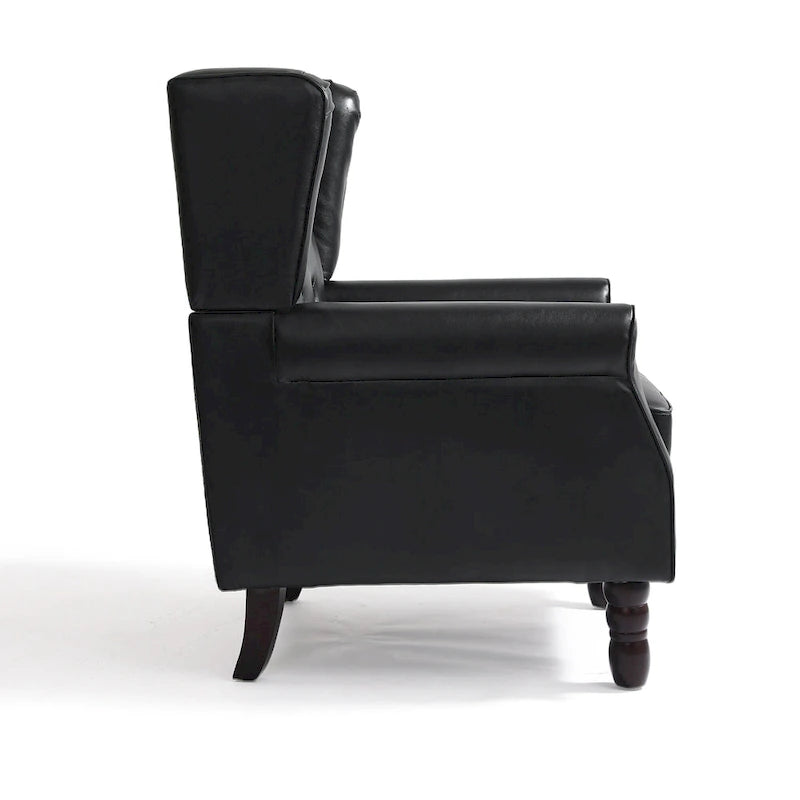 Juego de 2 sillones decorativos tapizados con botones, de cuero vegano.