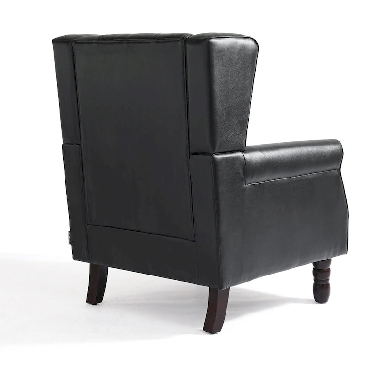 Juego de 2 sillones decorativos tapizados con botones, de cuero vegano.