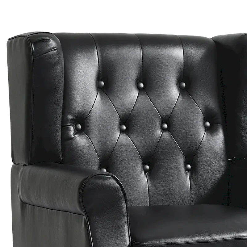Juego de 2 sillones decorativos tapizados con botones, de cuero vegano.
