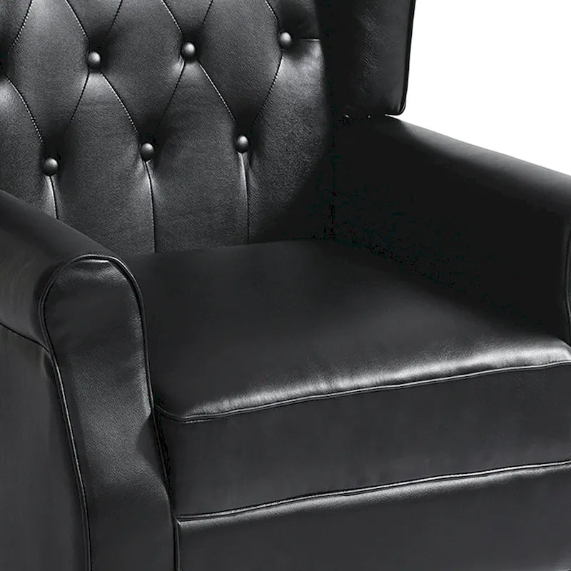 Juego de 2 sillones decorativos tapizados con botones, de cuero vegano.