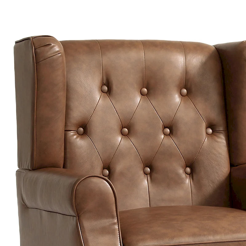 Juego de 2 sillones decorativos tapizados con botones, de cuero vegano.
