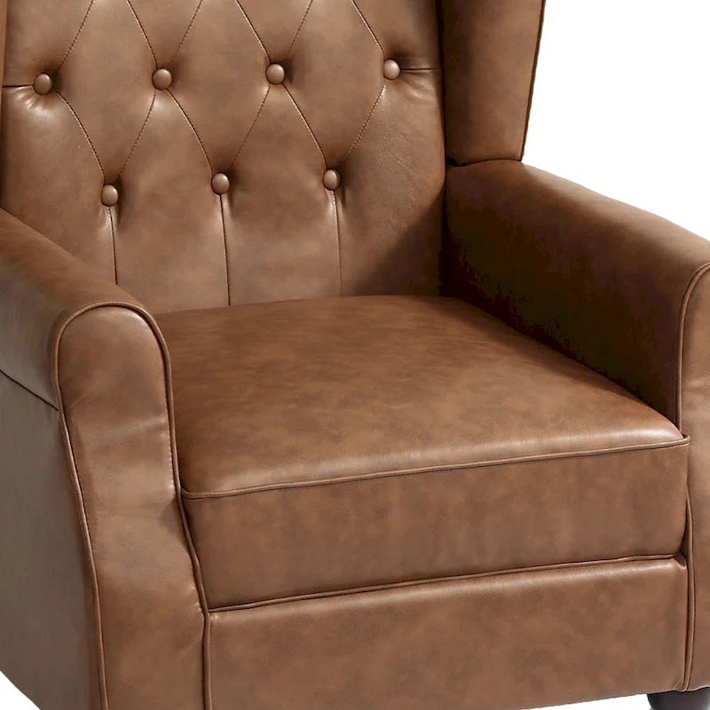Juego de 2 sillones decorativos tapizados con botones, de cuero vegano.