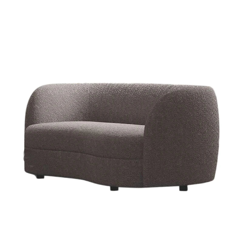 Sofá de dos plazas, 64 pulgadas, Bouclé gris carbón, Forma de riñón curvada