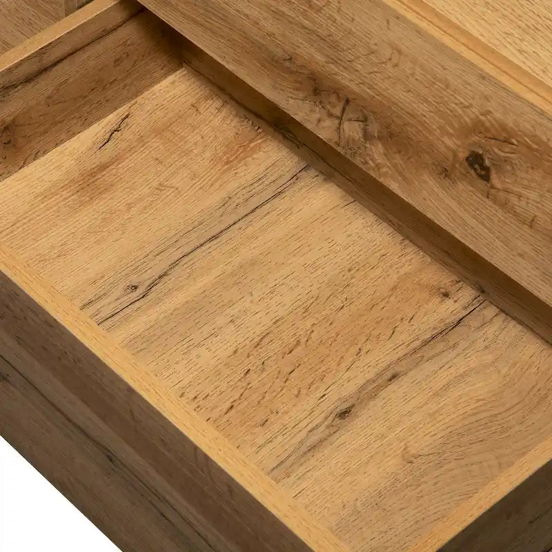 Mueble de TV de 70" de madera y gris con doble almacenamiento y puerta desplegable para televisores de hasta 80"