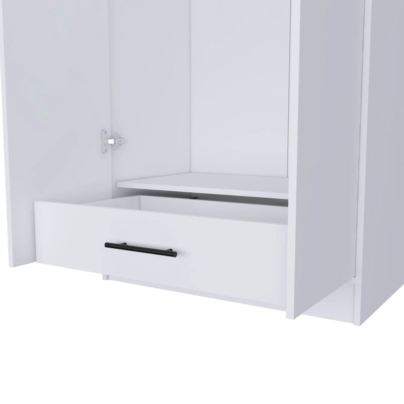 19.7 Armario Moderno de Dos Puertas con Dos Estantes y Un Cajón para Dormitorio