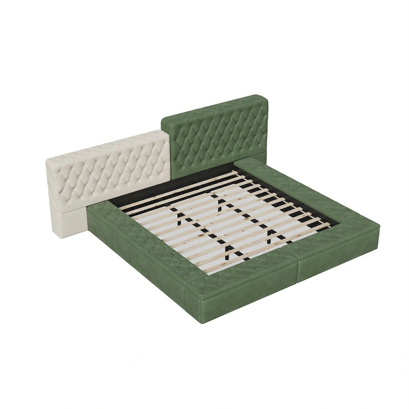 Cama de plataforma tapizada con almacenamiento King de forma especial