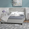 Cama King Size Moderna Tapizada con Plataforma y Cabecera Capitaneada