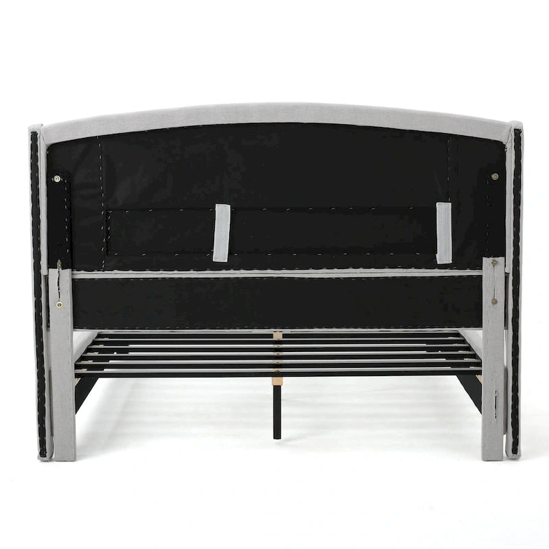 Cama King Size Moderna Tapizada con Plataforma y Cabecera Capitaneada