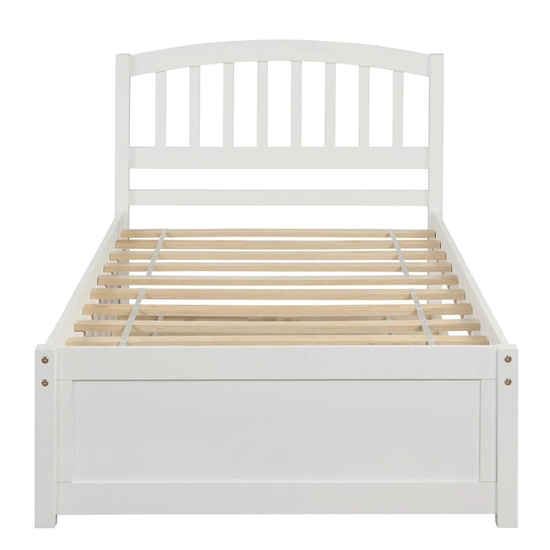 Cama de plataforma Twin Pine con nido y cabecero de listones