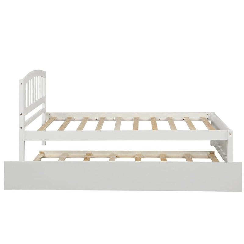 Cama de plataforma Twin Pine con nido y cabecero de listones