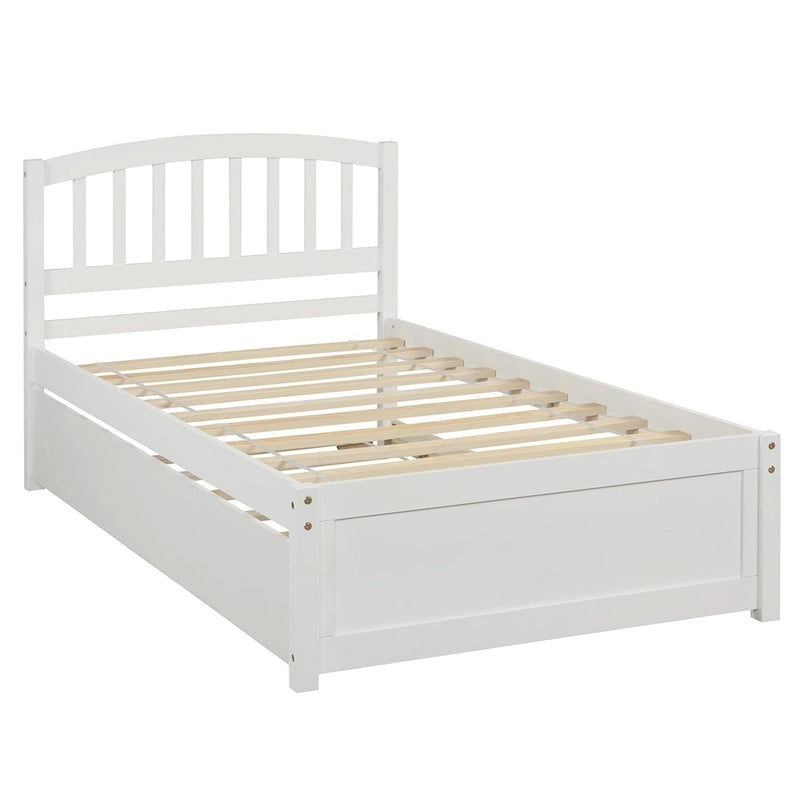 Cama de plataforma Twin Pine con nido y cabecero de listones