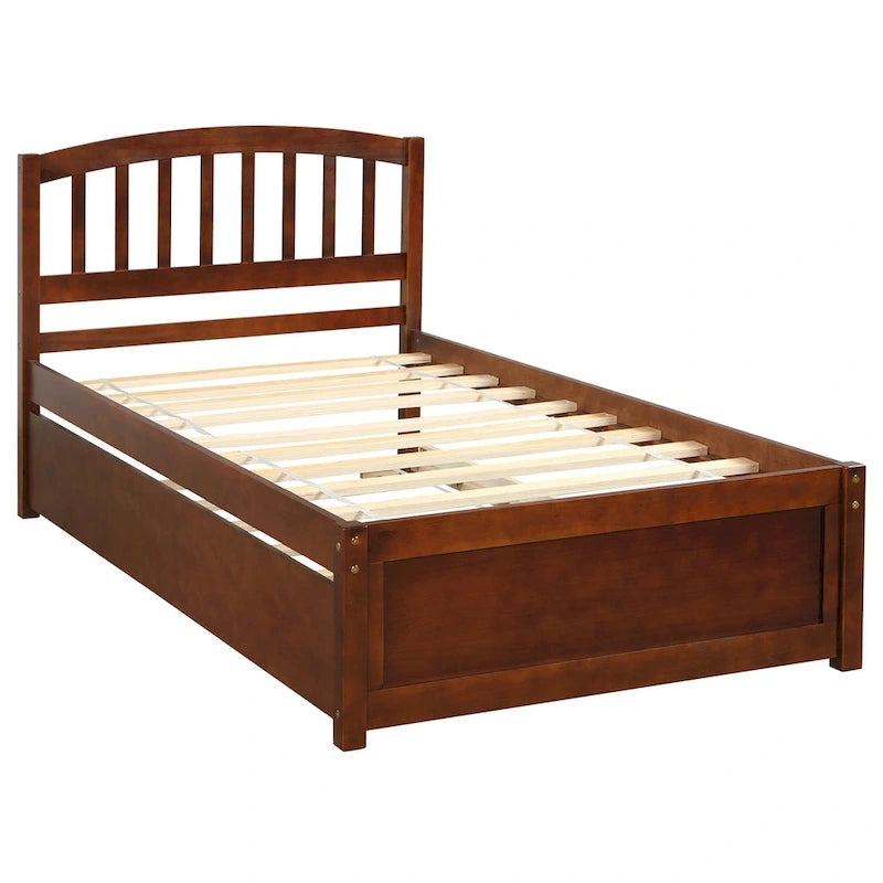 Cama de plataforma Twin Pine con nido y cabecero de listones