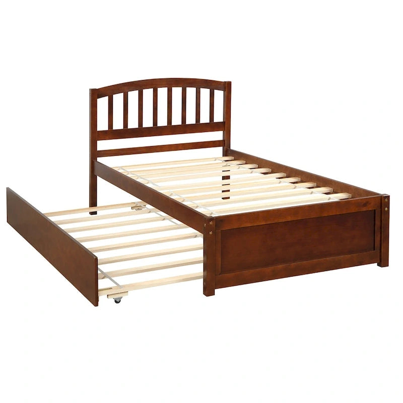 Cama de plataforma Twin Pine con nido y cabecero de listones