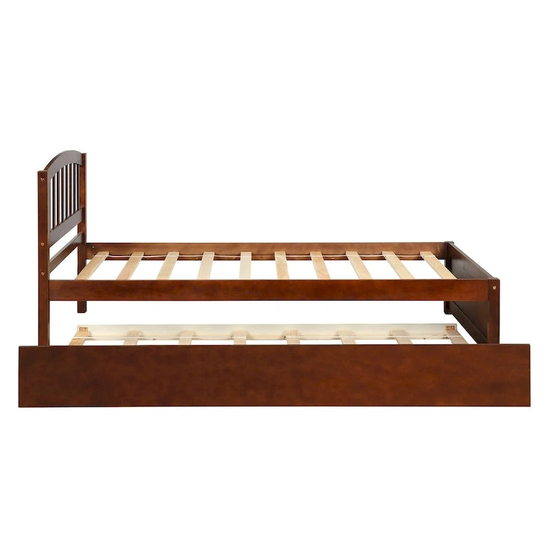 Cama de plataforma Twin Pine con nido y cabecero de listones
