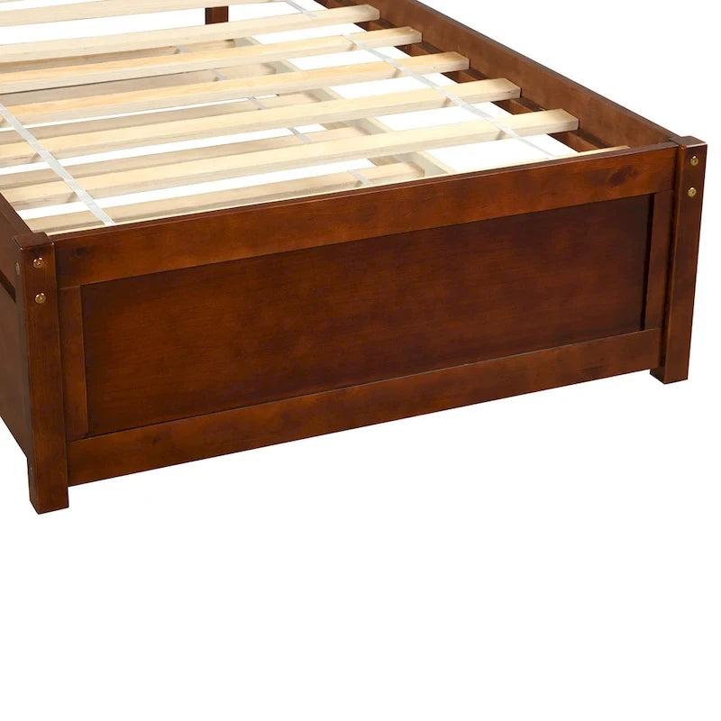 Cama de plataforma Twin Pine con nido y cabecero de listones