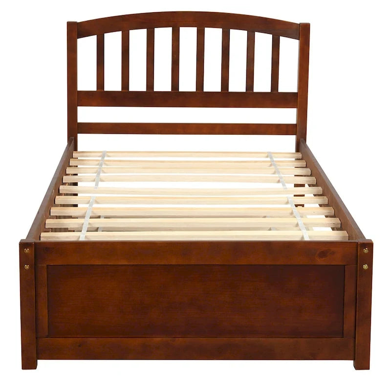 Cama de plataforma Twin Pine con nido y cabecero de listones