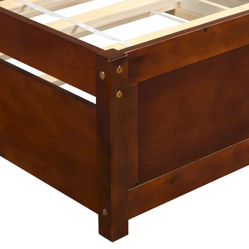 Cama de plataforma Twin Pine con nido y cabecero de listones