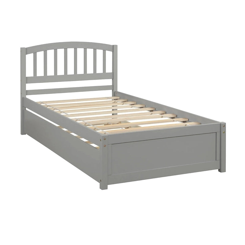 Cama de plataforma Twin Pine con nido y cabecero de listones