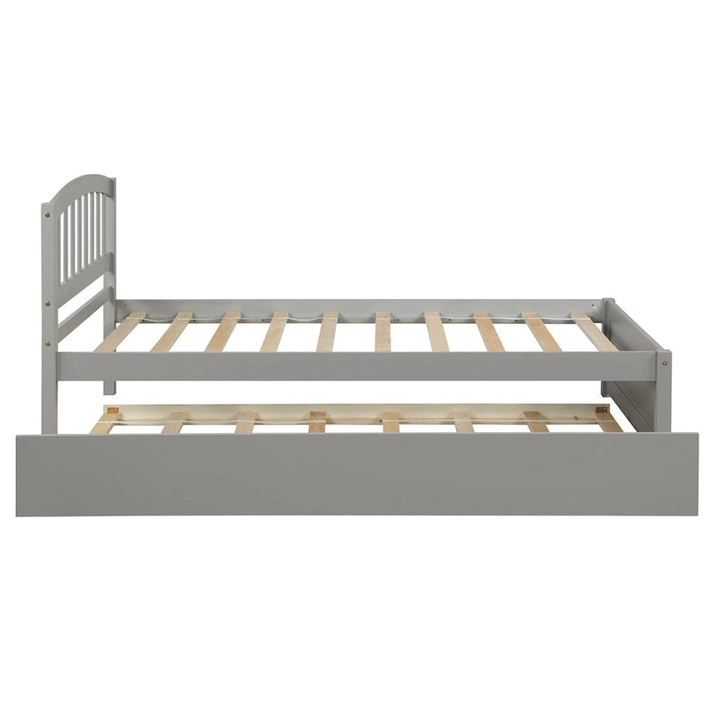 Cama de plataforma Twin Pine con nido y cabecero de listones