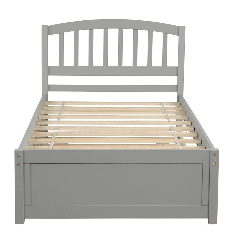 Cama de plataforma Twin Pine con nido y cabecero de listones