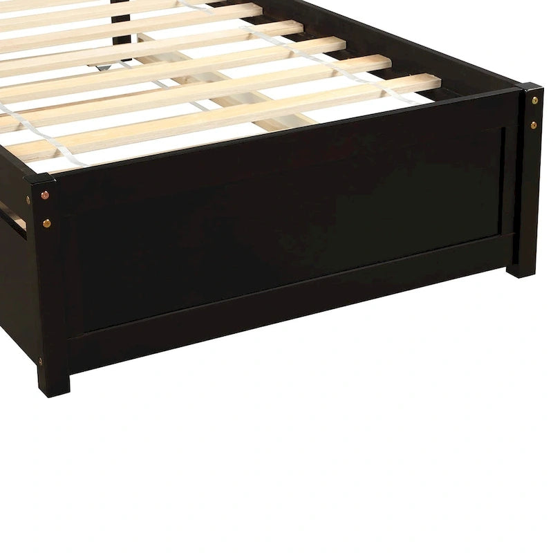 Cama de plataforma Twin Pine con nido y cabecero de listones