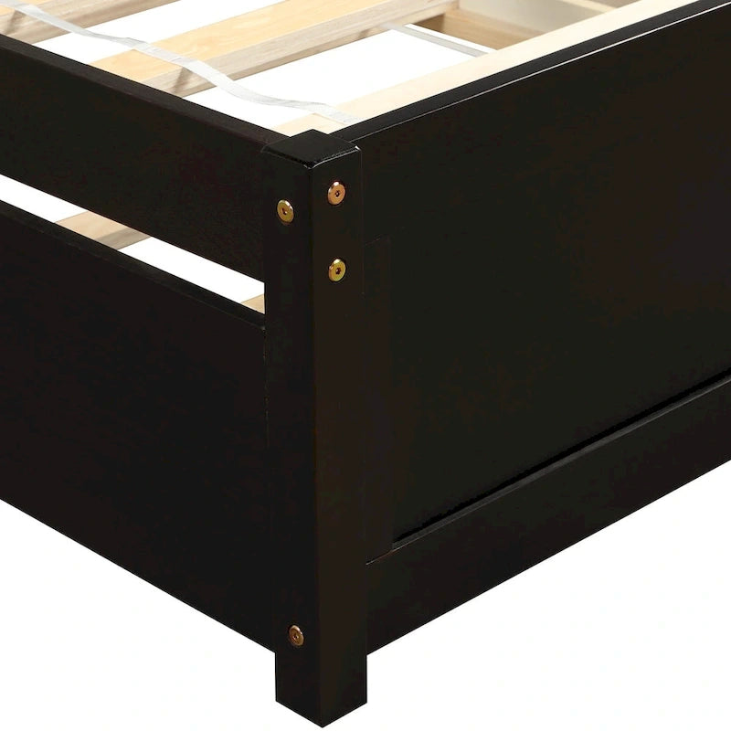 Cama de plataforma Twin Pine con nido y cabecero de listones