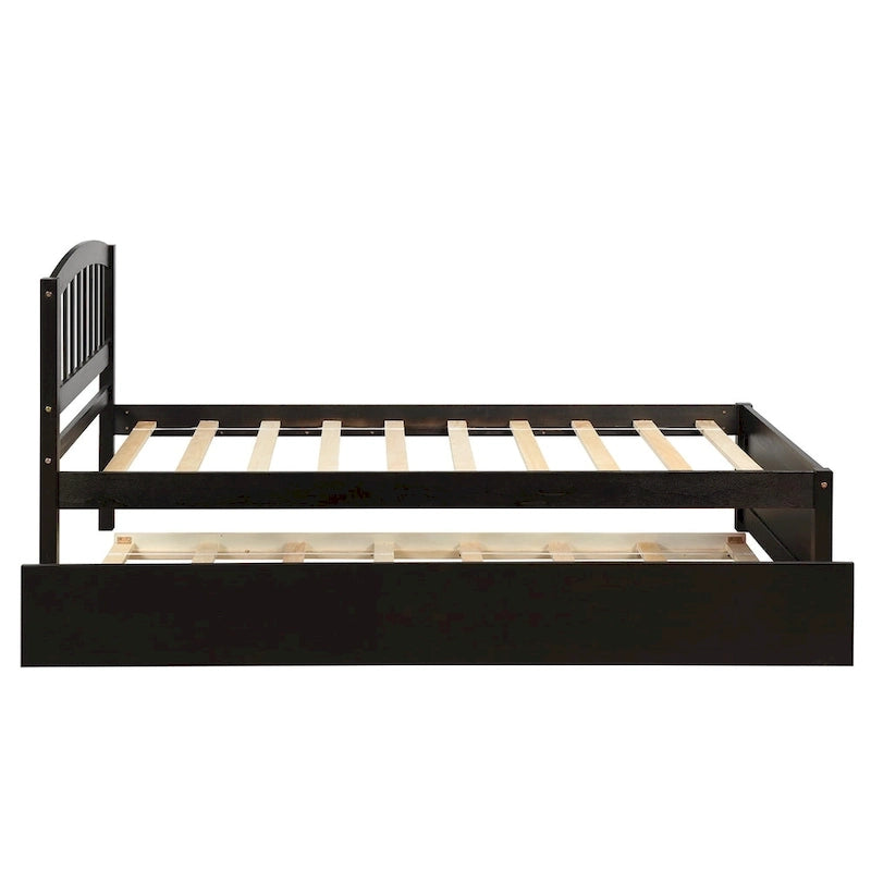 Cama de plataforma Twin Pine con nido y cabecero de listones