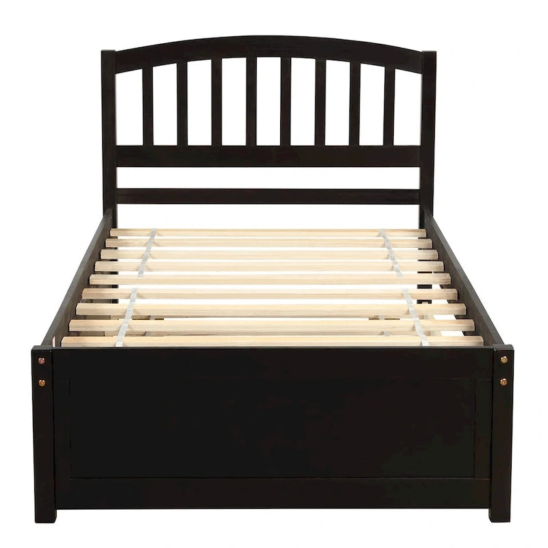 Cama de plataforma Twin Pine con nido y cabecero de listones